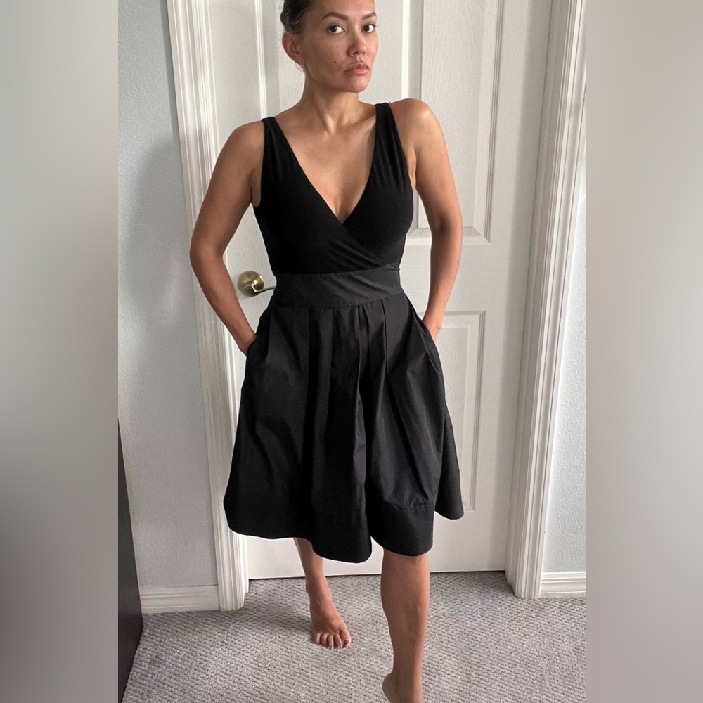 Ralph Lauren Black Sleeveless V-Neck Midi Dress